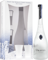 Pravda Vodka s 2 pohrmi 40% 0,7l (darekov balenie 2 pohre)