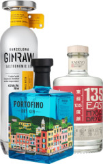 Set 135 East Hyogo Dry Gin + GinRaw Gastronomic Gin + Portofino Dry Gin (set 1 x 0.7 l, 1 x 0.5 l, 1 x 0.7 l)