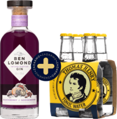 Set Ben Lomond Blackberry & Gooseberry Gin + 4 pack Thomas Henry Tonic Water zadarmo (set 1 x 0.7 l, 1 x 0.8 l)