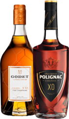 Set Godet XO Fine Champagne + Polignac XO (set 1 x 0.7 l, 1 x 0.7 l)