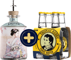 Set J.Rose London Dry Artisan Gin No.8 + 4 pack Thomas Henry Tonic Water zadarmo (set 1 x 0.7 l, 1 x 0.8 l)